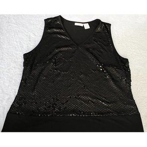 WORTHINGTON Dressy Black Sequined Sleeveless Top - 2X